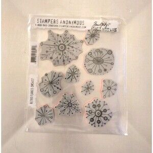 Tim Holtz Retro Flakes Snowflakes Cling Stamp Set CMS417 Stampers Anonymous
